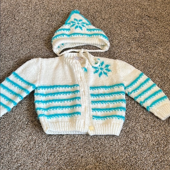 Vintage Knitted Baby Sweater and Hat - Picture 1 of 4